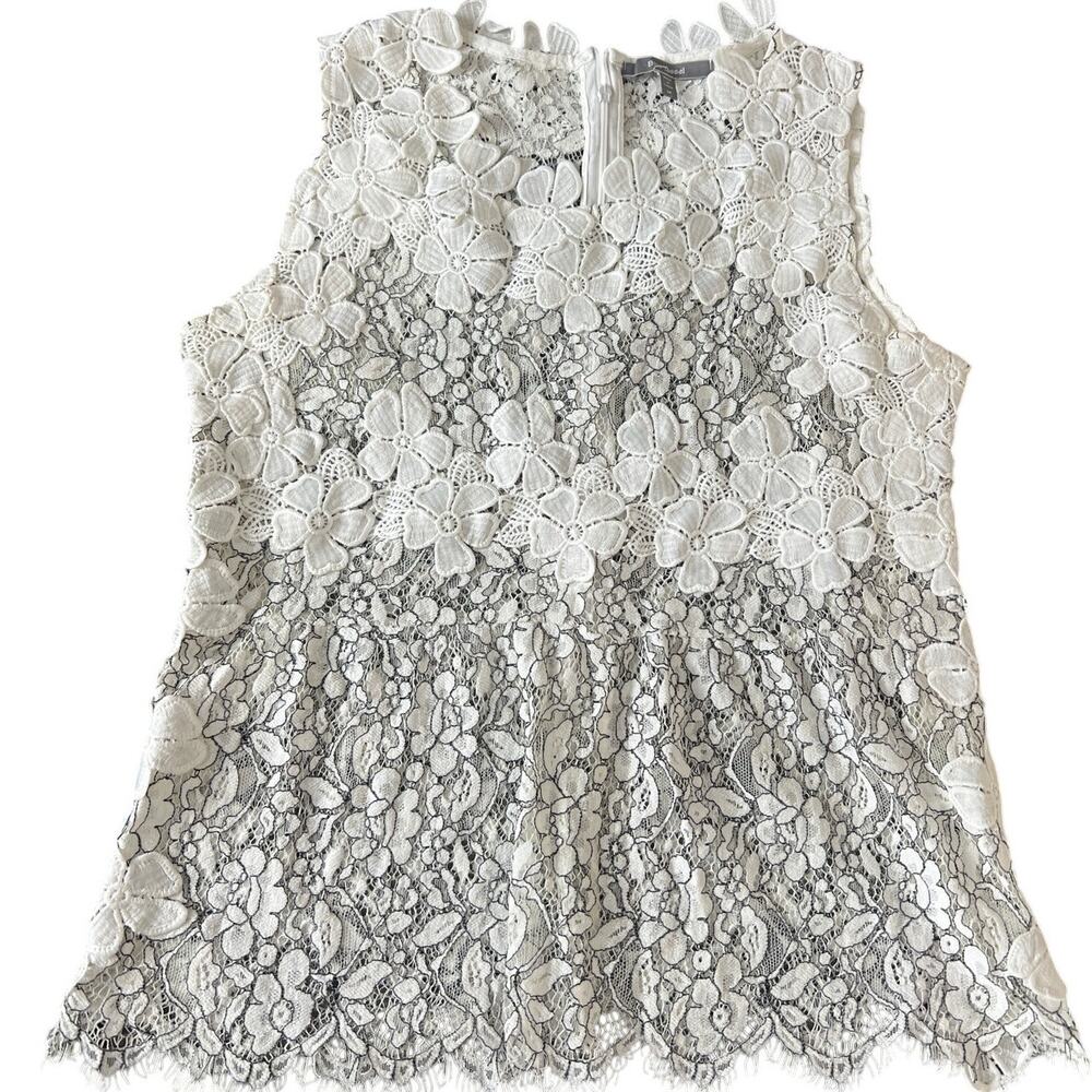 Blue Tassel Medium White Lace Floral Dress